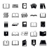 boek iconen set, eenvoudige stijl vector
