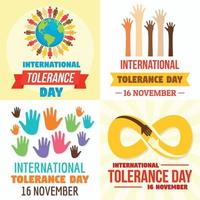 tolerantie dag banner set, vlakke stijl vector