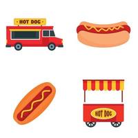 hotdog pictogrammenset, vlakke stijl vector