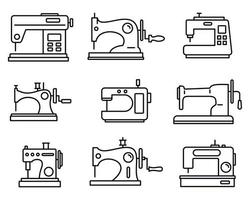 stof naaimachine pictogrammenset, Kaderstijl vector