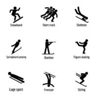 winterspelen iconen set, eenvoudige stijl vector
