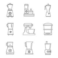 keukenmachine blender pictogrammenset, Kaderstijl vector