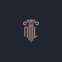 nl eerste logo-monogram met ontwerp in pilaarstijl voor advocatenkantoor en justitiebedrijf vector