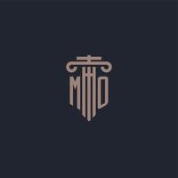 mo eerste logo-monogram met ontwerp in pilaarstijl voor advocatenkantoor en justitiebedrijf vector