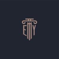 ey eerste logo-monogram met ontwerp in pilaarstijl voor advocatenkantoor en justitiebedrijf vector