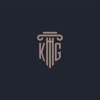 kg initieel logo-monogram met ontwerp in pilaarstijl voor advocatenkantoor en justitiebedrijf vector