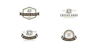 koffie logo - vector embleem decorontwerp