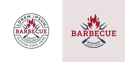 vector embleem met vintage retro stijl rustieke bbq grill, barbecue, barbecue label stempel logo sjabloon
