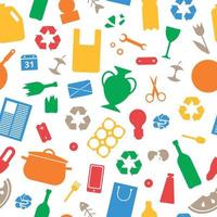 naadloos patroon van recycling van afvalelementen ecologie en recycle concept vector