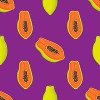 exotisch papaya veganistisch fruit vector plat naadloos patroon