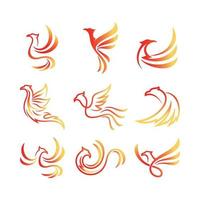 set van phoenix-logo. phoenix logo vector ontwerp illustratie. phoenix logo-collectie. Phoenix vogel eenvoudige tekens.