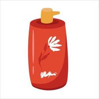 rode gel, schuim, vloeibare zeep. dispenser pomp plastic fles. Krabbel pictogram op witte achtergrond. rood op witte afbeelding. vectorillustratie. vector