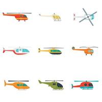 helikopter militaire vliegtuigen iconen set, vlakke stijl vector