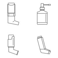 inhalator ingesteld pictogram, Kaderstijl vector