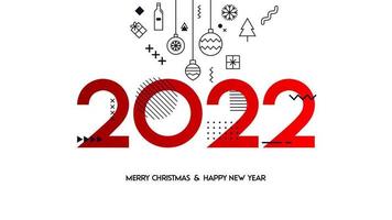 vectorillustratie van gelukkig nieuwjaar 2022 met merry christmas element kunst, evenement sjabloon voor kalender, wenskaart, website, banner verkoop. vector