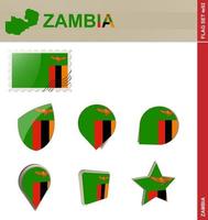 zambia vlaggenset, vlaggenset vector