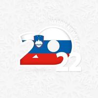 gelukkig nieuwjaar 2022 voor slovenië op sneeuwvlokachtergrond. vector