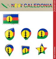 vlag van nieuw-caledonië, vlaggenset vector
