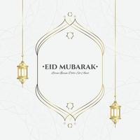 eid mubarak kalligrafie met lantaarns en bloemmotieven luxe stijl. eid al fitr premium illustratie sjabloon. islamitische evenement luxe ontwerpen vector