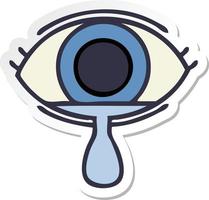 sticker van een schattige cartoon huilend oog vector