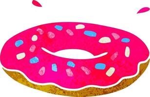 retro cartoon doodle van een ijskoude ring donut vector