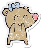 verontruste sticker van een vrouwelijke beer cartoon vector