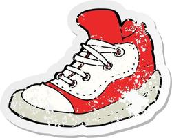 retro noodlijdende sticker van een cartoon sneaker vector