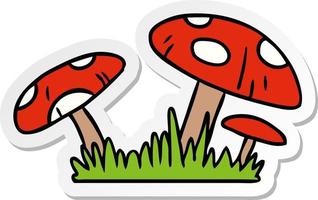 sticker cartoon doodle van een paddenstoel vector