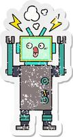noodlijdende sticker van een schattige cartoonrobot vector