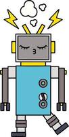 leuke cartoon defecte robot vector