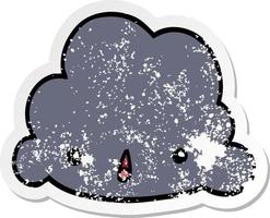 verontruste sticker van een cartoonwolk vector