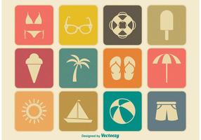 Vintage Zomer Icon Set vector