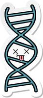 sticker van een schattige cartoon-dna-streng vector