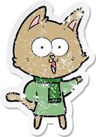 noodlijdende sticker van een grappige cartoonkat vector