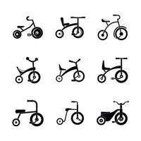 driewieler fiets fiets wiel iconen set, eenvoudige stijl vector