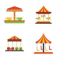 carrousel carnaval paard iconen set, vlakke stijl vector