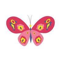 kleurrijke roze vlinder. exotische vliegende insecten. vector illustratie