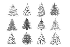 kerstboom hand getekende illustratie. vector. vector