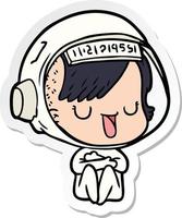 sticker van een cartoon-astronautvrouw vector