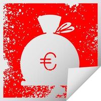 verontruste vierkante peeling sticker symbool zak geld vector