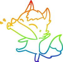 regenbooggradiënt lijntekening huilende wolf cartoon vector