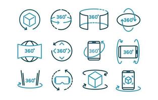 360 icon collectie set vector