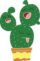 eigenzinnige handgetekende cartooncactus vector