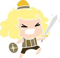 cartoon van kawaii viking kind vector