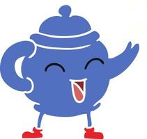 cartoon doodle van een blauwe theepot vector