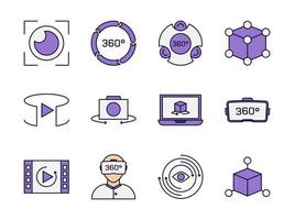 360 technologie icon set vector