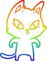 regenbooggradiënt lijntekening verward cartoon kat vector