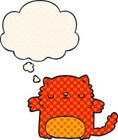 cartoon kat en gedachte bel in stripboekstijl vector