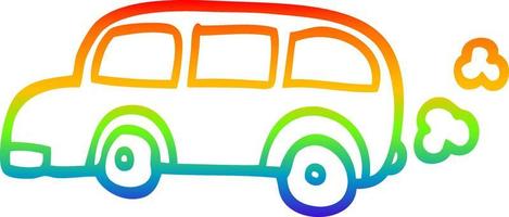 regenbooggradiënt lijntekening cartoon schoolbus vector