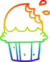 regenbooggradiënt lijntekening chocolade cupcake vector